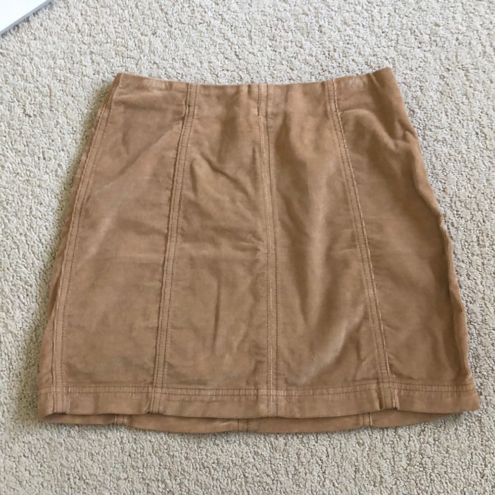 FREE PEOPLE Modern Denim Mini Skirt in tan